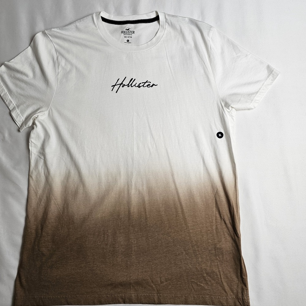 New Hollister California Shirt Brown White Ombre Tie-dye Mens XL